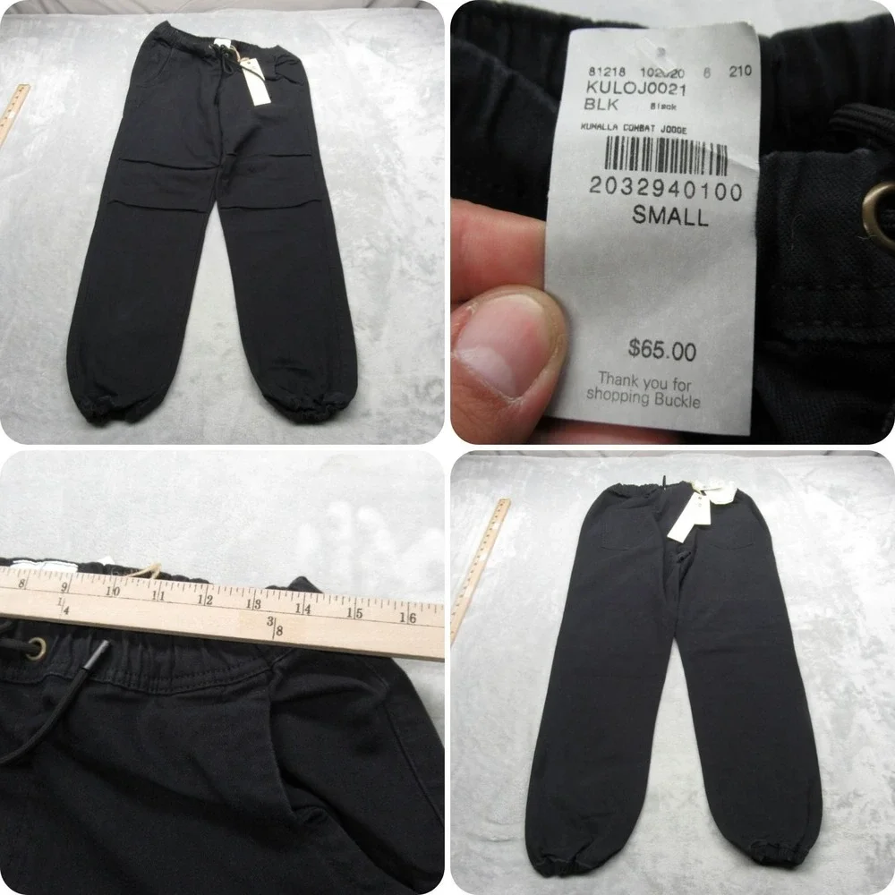 Kuwalla Tee‎ Pants Mens Small Black Drawstring Waist Combat Fit Jogger 29x26 NEW